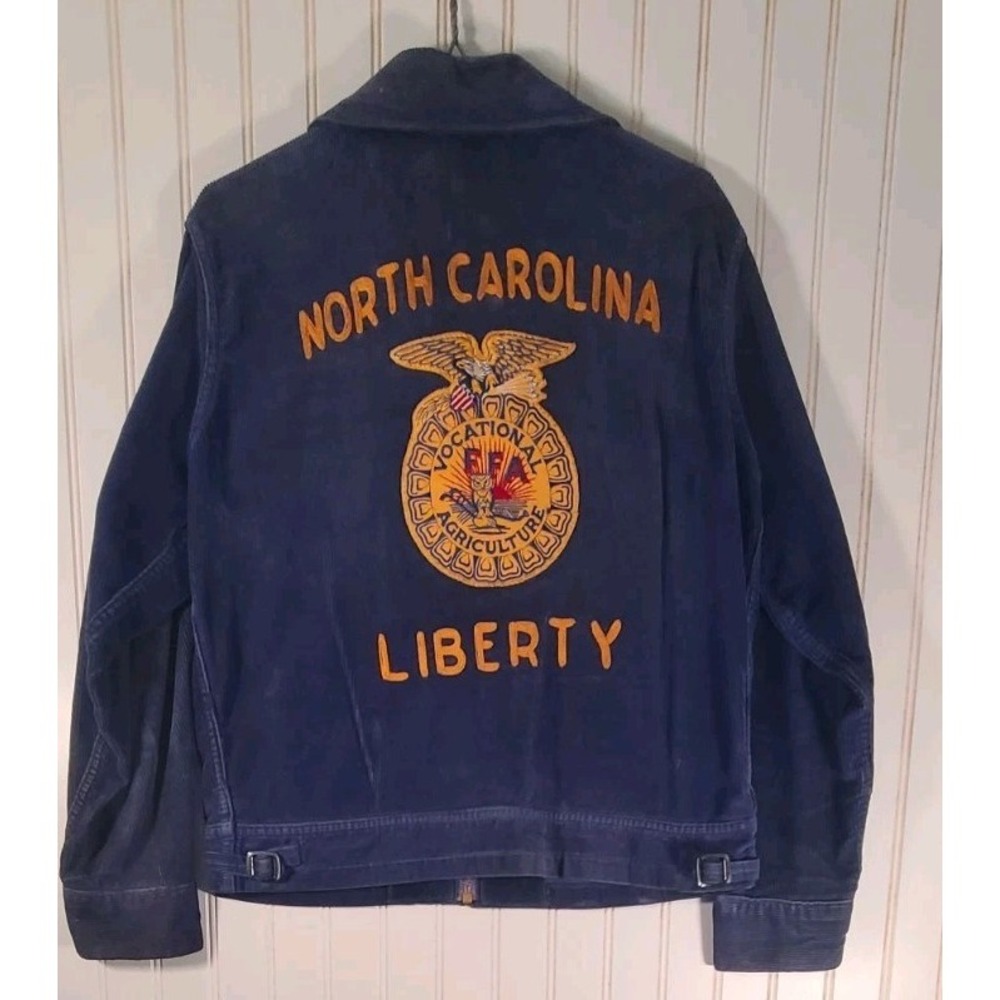 Vintage 1960s FFA Liberty North Carolina Corduroy Talon Zip Jacket Adult